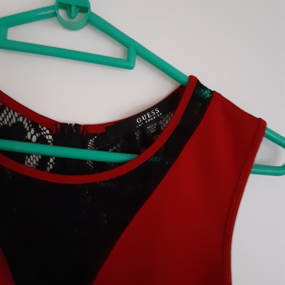 Guess Sexy Bodycon Lace Panels Peplum Dress - Picture 4 of 8